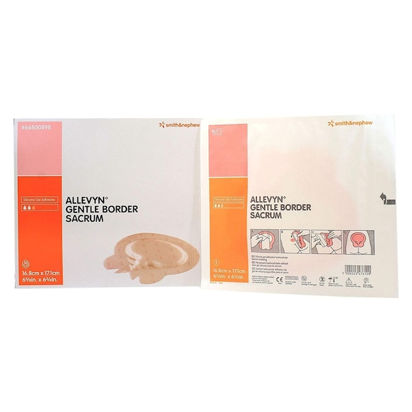 Allevyn Gentle Border Silicone Gel Adhesive with Border Silicone Foam Dressing, 6-5/8 x 6-3/4 Inch, Sterile, 60PK 66800898 - main